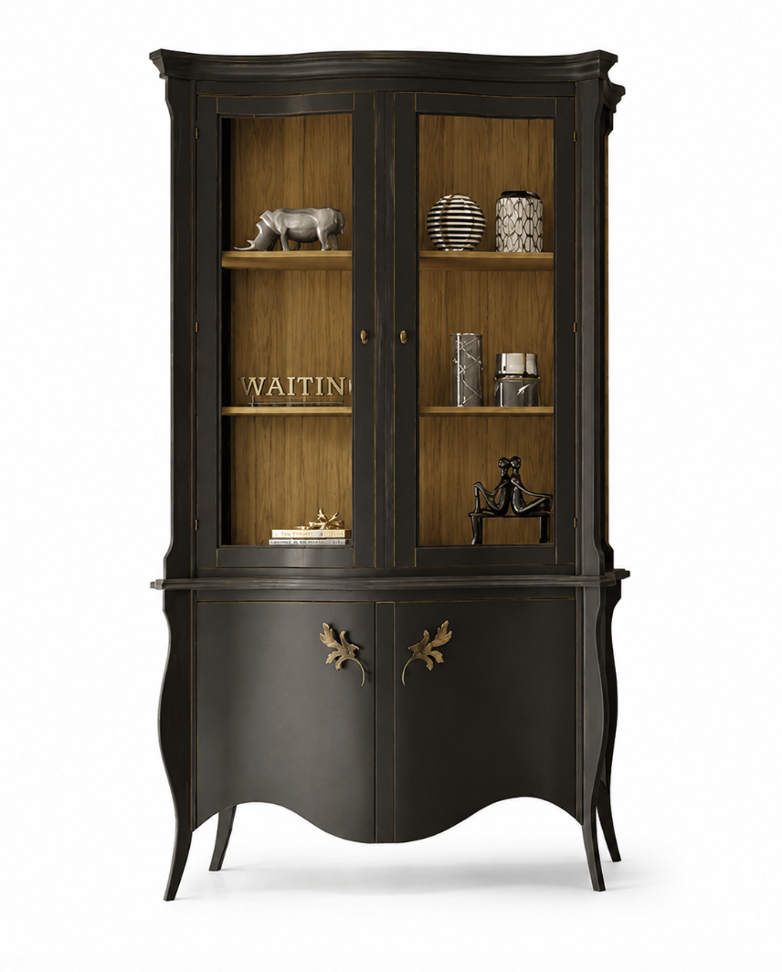 VITRINA MOD. BERNINI 2 PUERTAS CRISTAL Y 2 PUERTAS MADERA