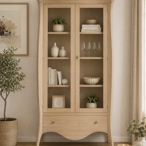 VITRINA MOD. BERNINI 2 PUERTAS CRISTAL Y 1 CAJÓN
