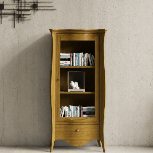 VITRINA MOD. BERNINI 1 PUERTA CRISTAL Y 1 CAJÓN